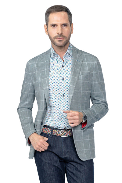 Portland Green Windowpane Stretch Blazer - 7 Downie St.®