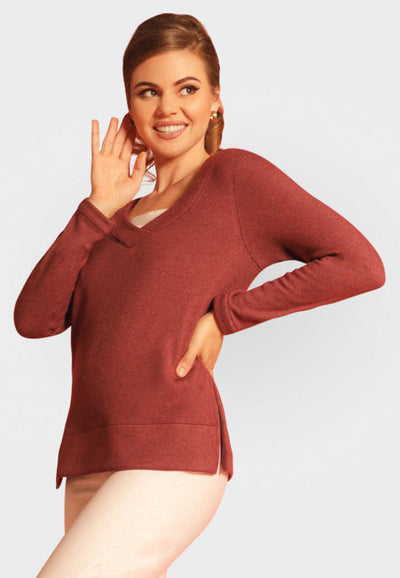 Power Vee 'Sweater' Sweatshirt-Sweatshirts-Buki-Wine