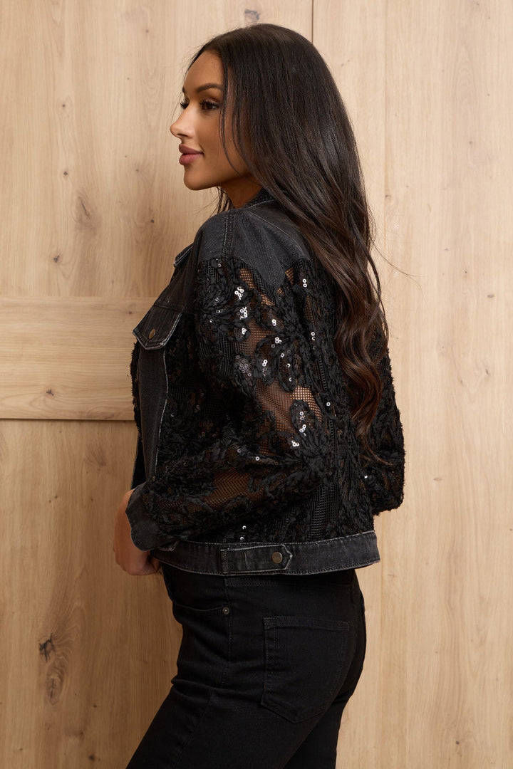 Denim Sequin Soft Lace Jacket