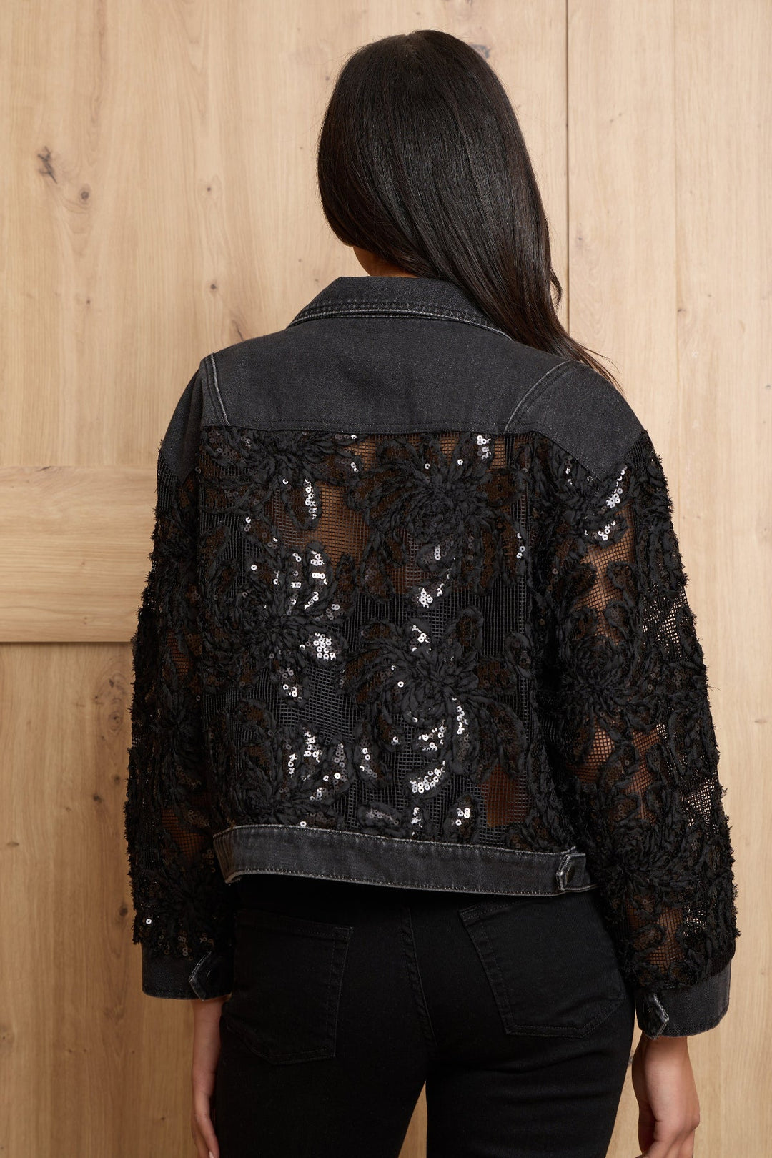 Denim Sequin Soft Lace Jacket