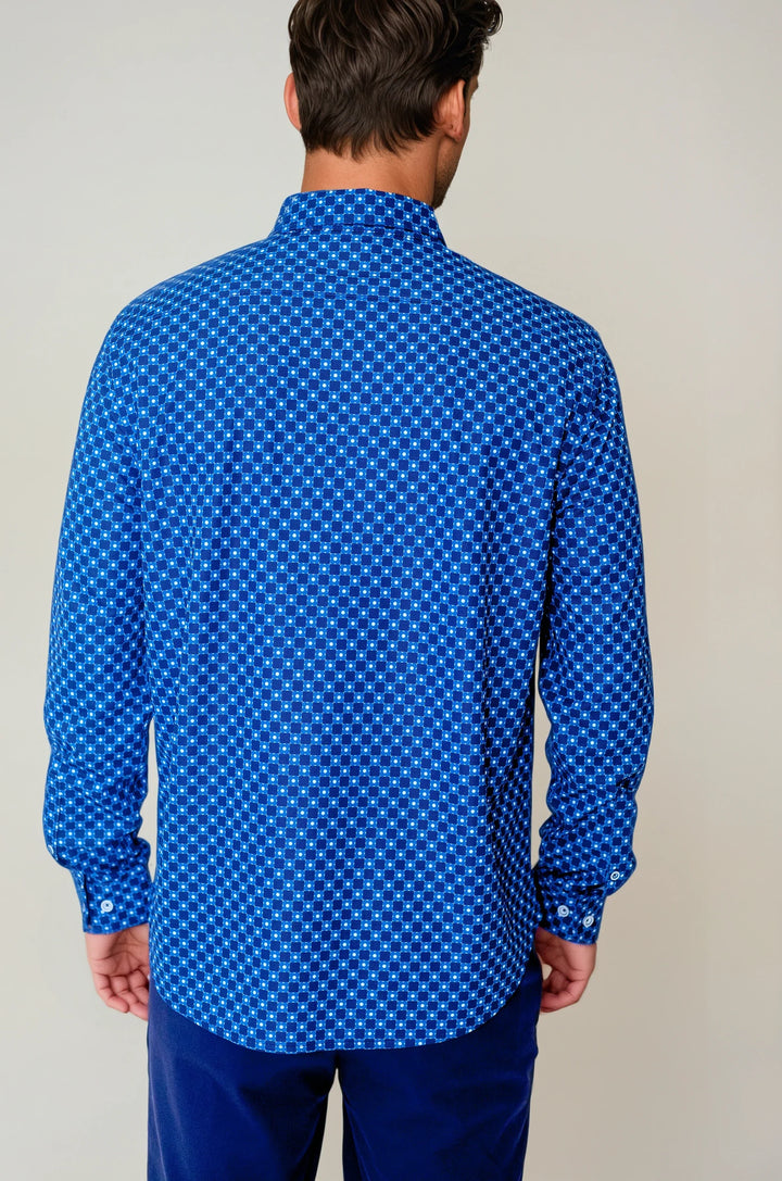 Retro Blues Long Sleeve Tech Shirt-LONG SLEEVE SHIRTS-BUKI-M-Navy-Buki