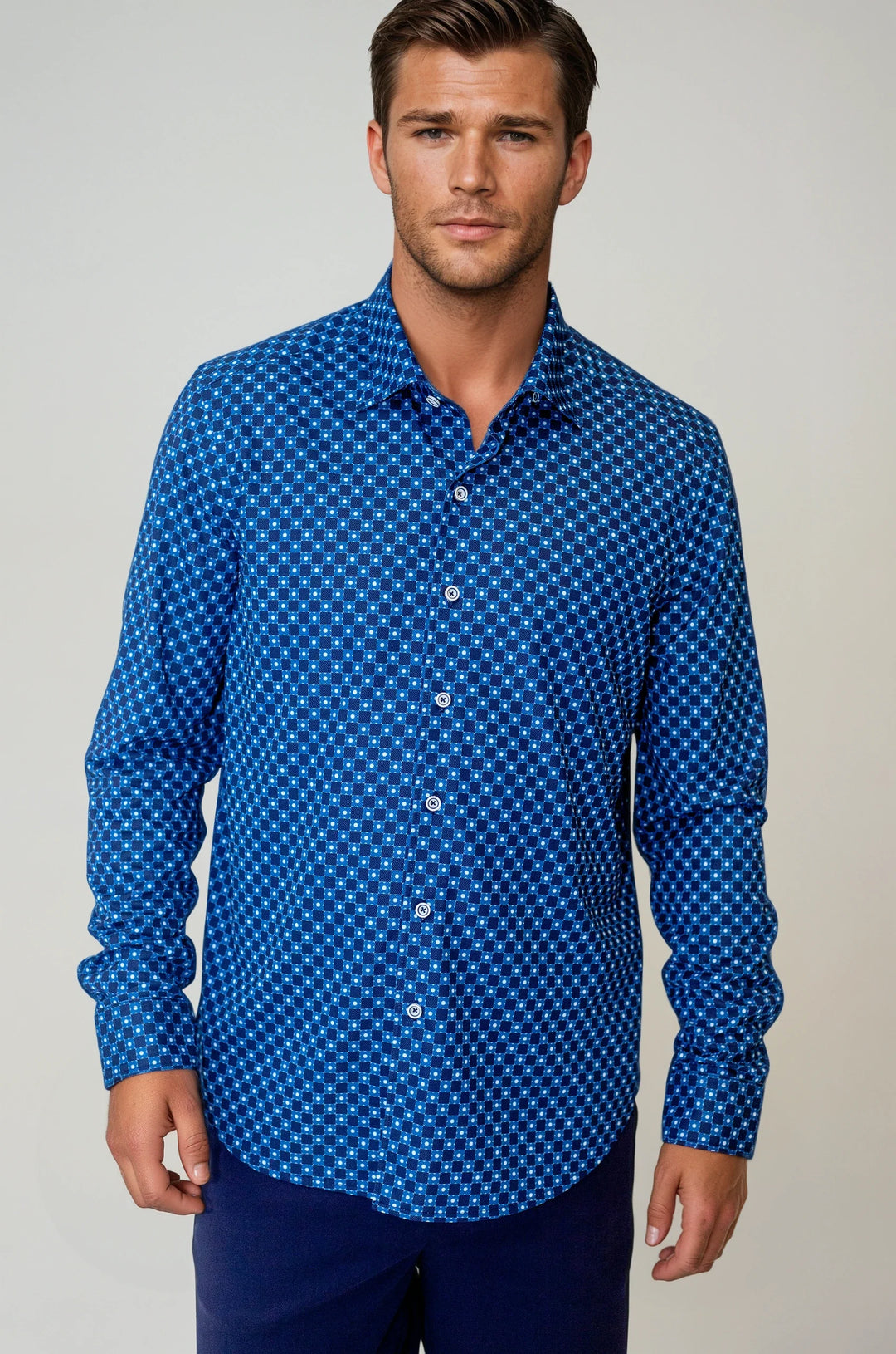 Retro Blues Long Sleeve Tech Shirt-LONG SLEEVE SHIRTS-BUKI-M-Navy-Buki