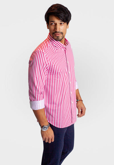 The Go Big Stripe Long Sleeve Tech Shirt-Long Sleeve Shirts, Jazzy Red side-Buki