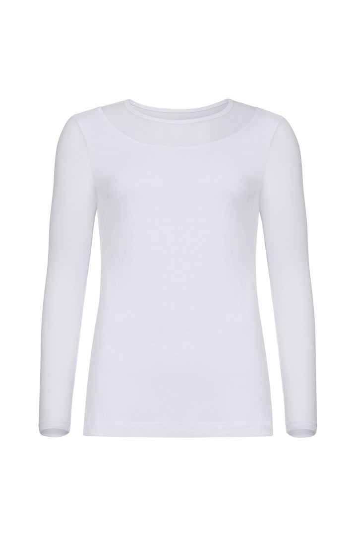 Kim Mesh-Sleeve Top in Pima Modal