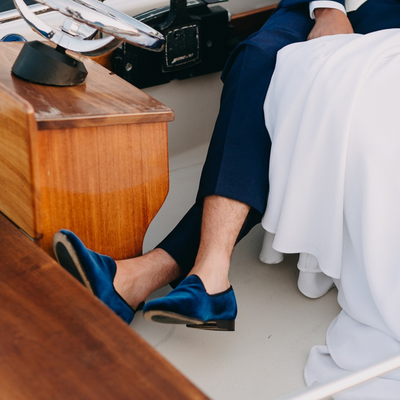 Men's Blue Velvet Slipper II