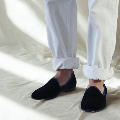 Men's Navy Velvet Slipper II