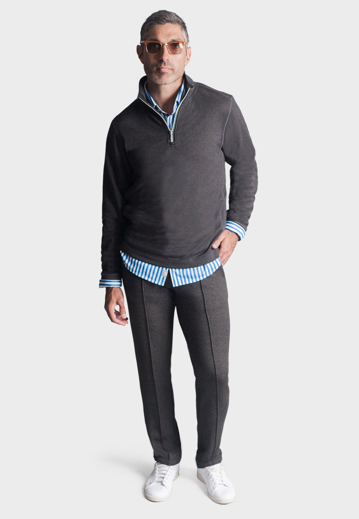 Voey Leisure Set - Half Zip Sweatshirt & Sweatpant-Outfit Sets-Buki-charcoal grey
