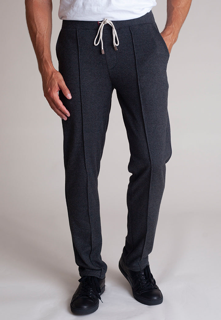 Voey Leisure Set - Half Zip Sweatshirt & Sweatpant-Outfit Sets-Buki-pants-front-charcoal grey