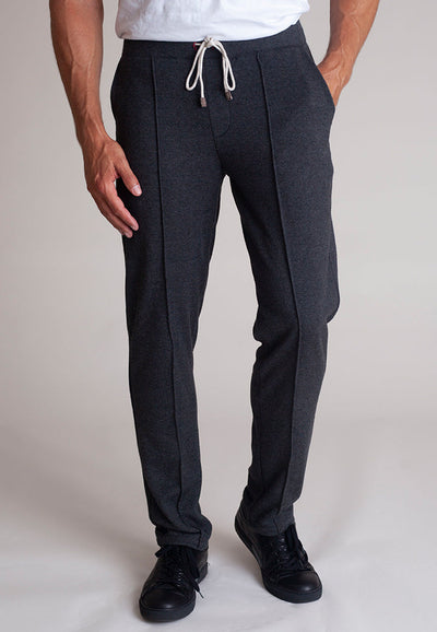Voey Leisure Set - Half Zip Sweatshirt & Sweatpant-Outfit Sets-Buki-pants-front-charcoal grey