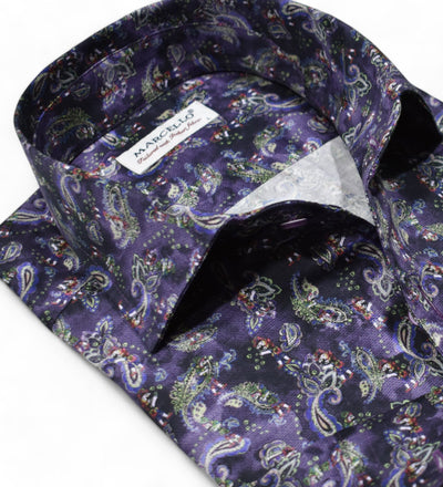 Feel confident and stylish in the Marcello Nebula Paisley Roll Collar.