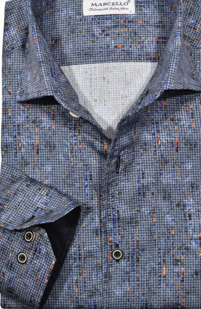 Unleash your style with the Marcello Shaded Houndstooth Roll Collar! 