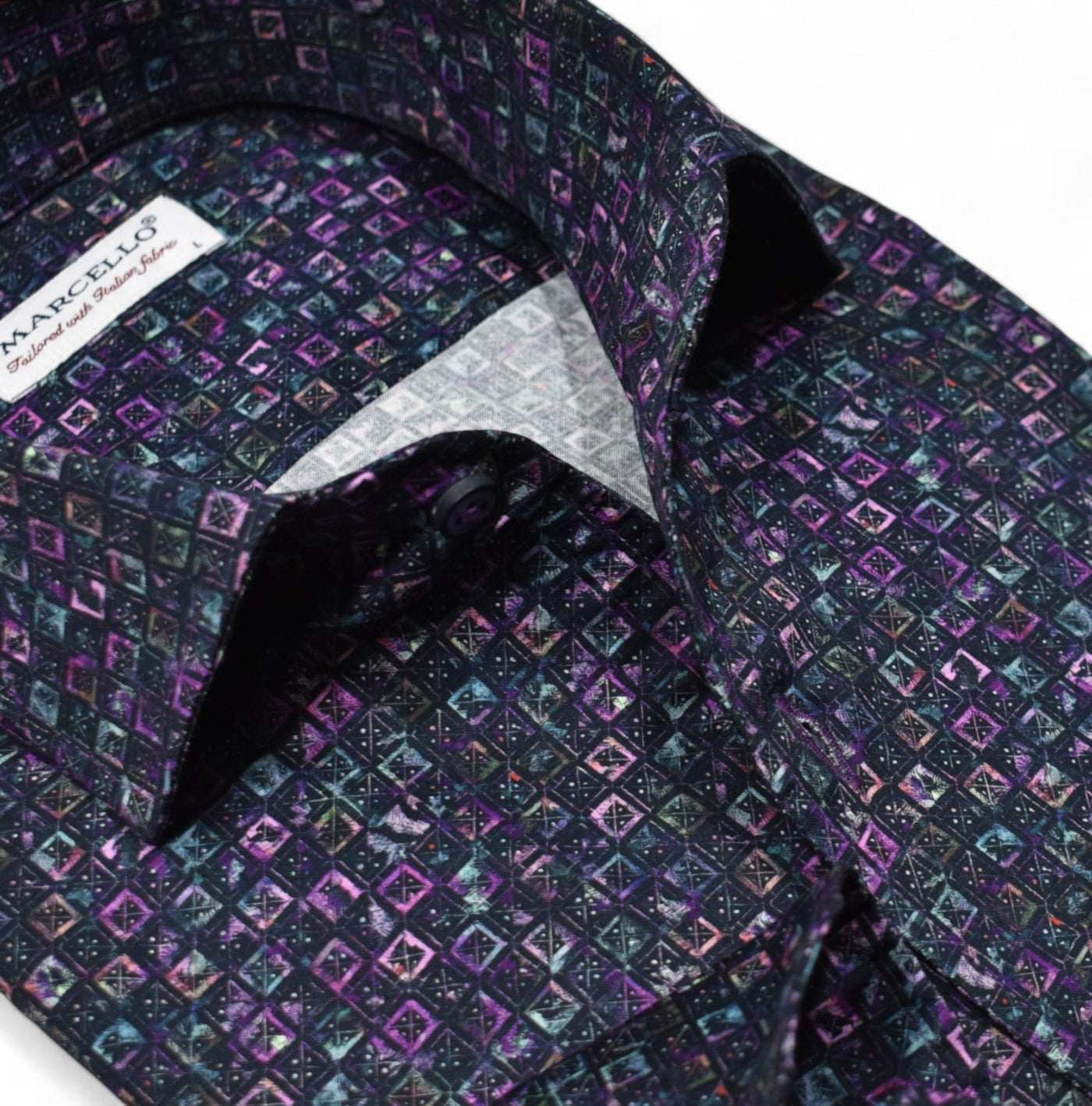 Brighten up your wardrobe with our Marcello Jewel Toned Boxes Roll Collar! 