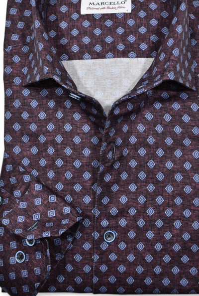 Elegantly designed with a ruby color and floating diamonds, our Marcello Ruby Diamond Roll Collar is made from soft cotton sateen fabric
