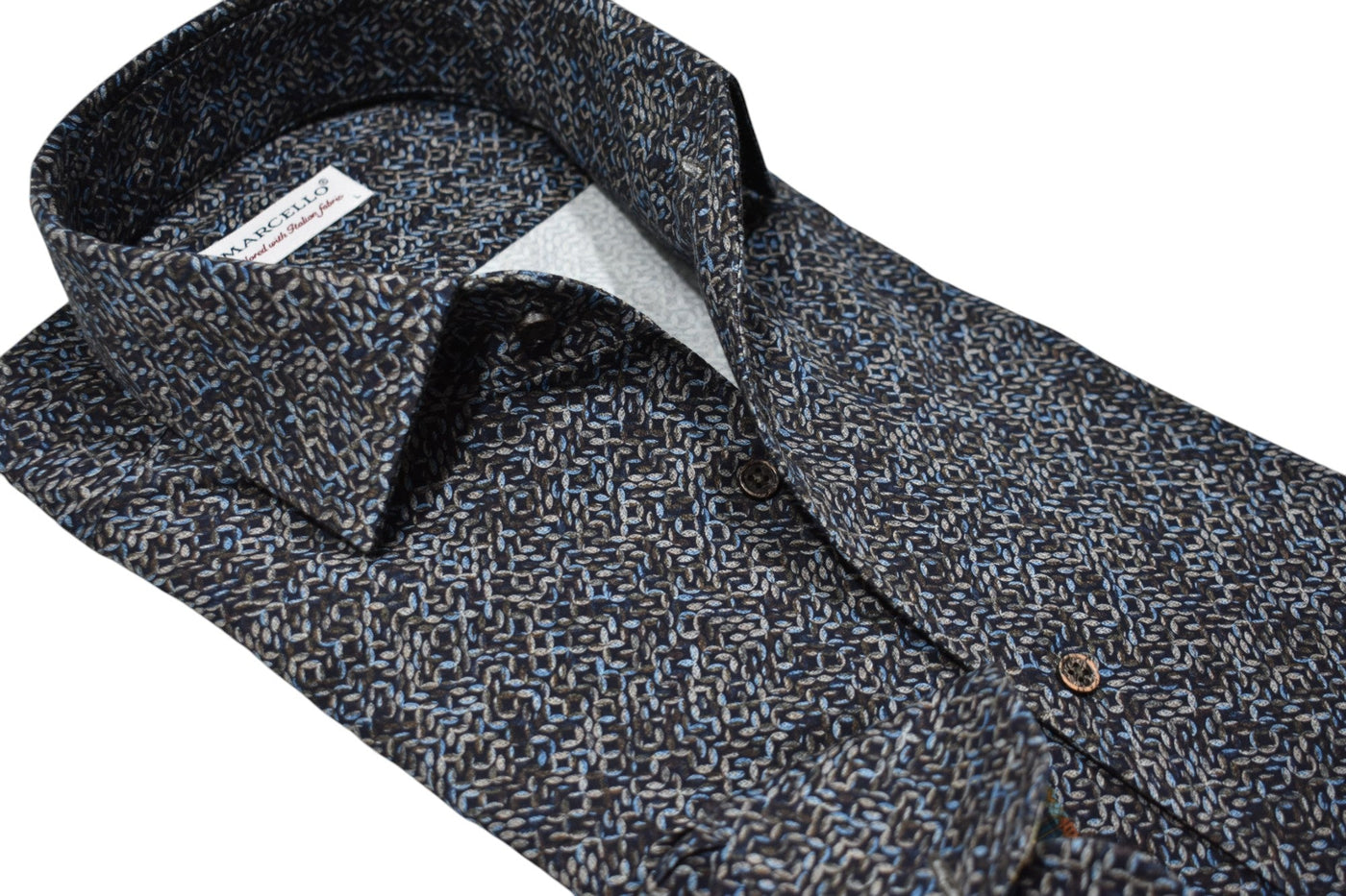 Elevate your Fall wardrobe with our Marcello Mochachino Link Roll Collar Shirt.