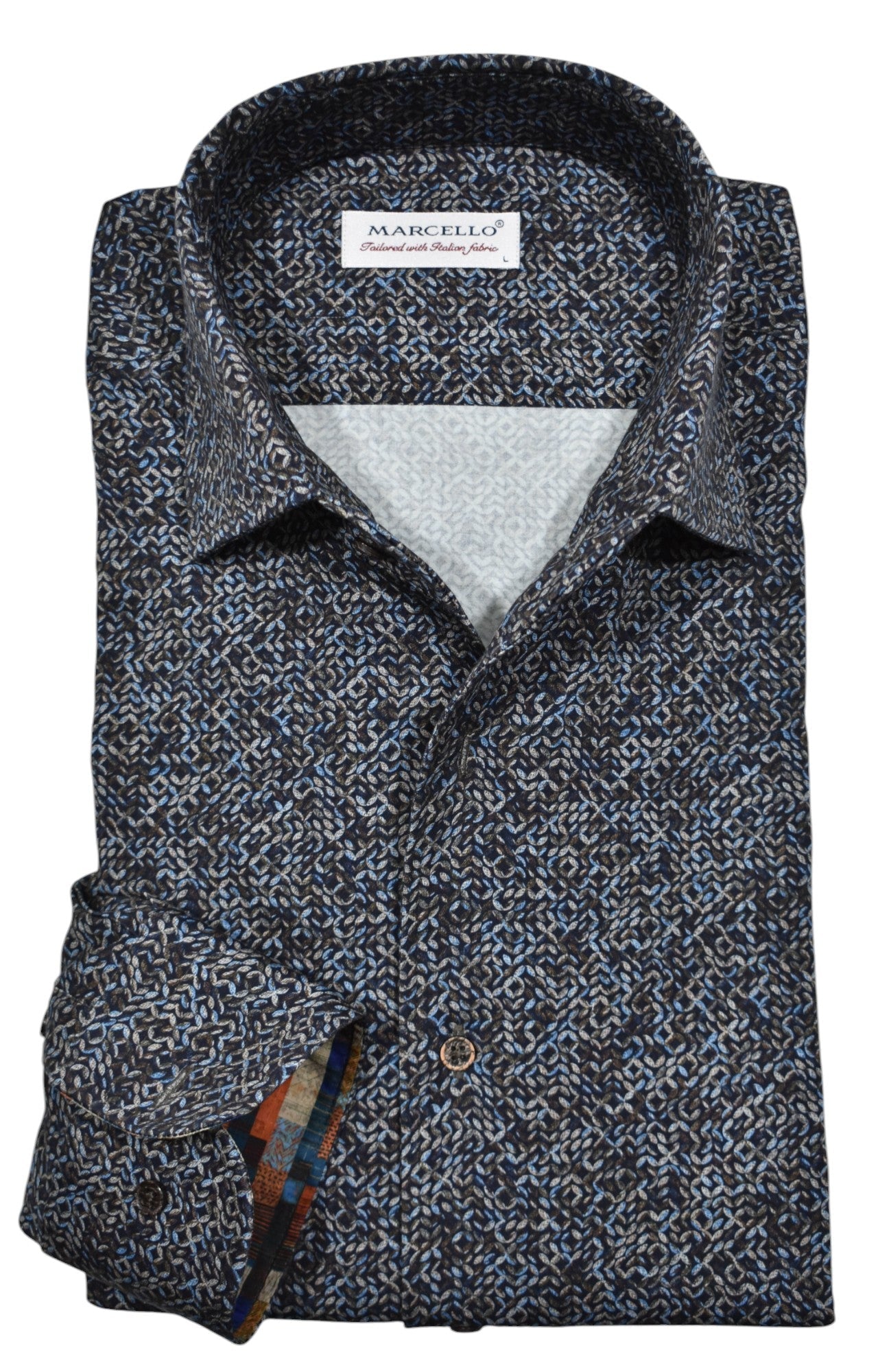 Elevate your Fall wardrobe with our Marcello Mochachino Link Roll Collar Shirt.