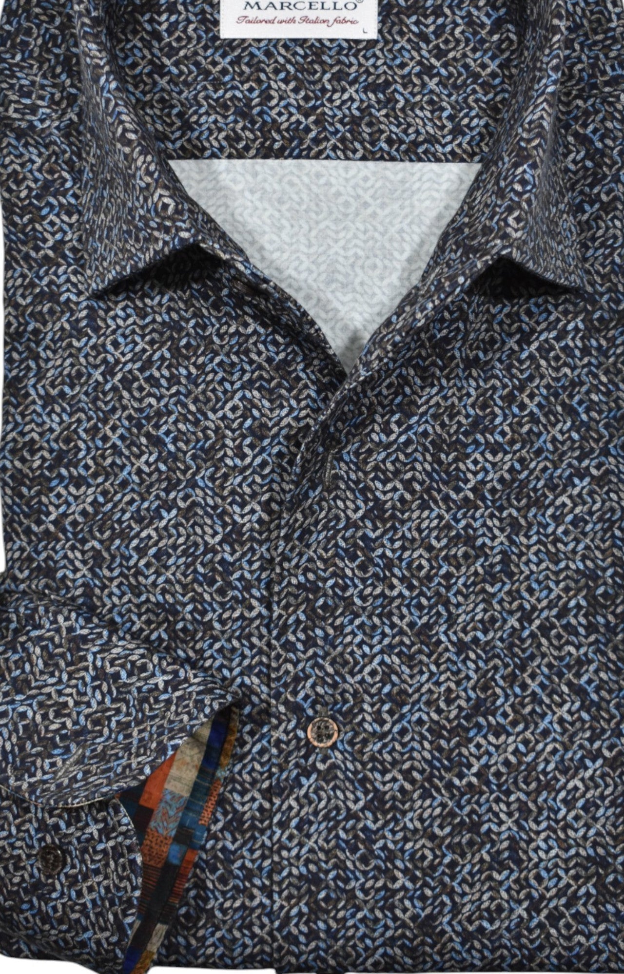 Elevate your Fall wardrobe with our Marcello Mochachino Link Roll Collar Shirt.