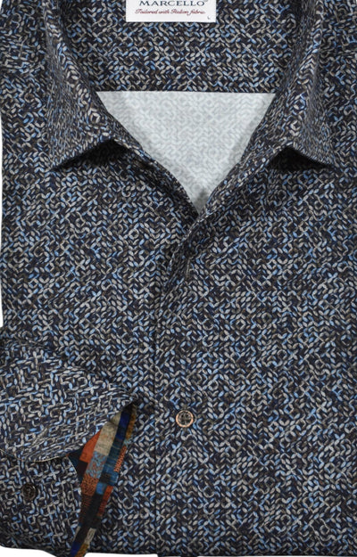 Elevate your Fall wardrobe with our Marcello Mochachino Link Roll Collar Shirt.