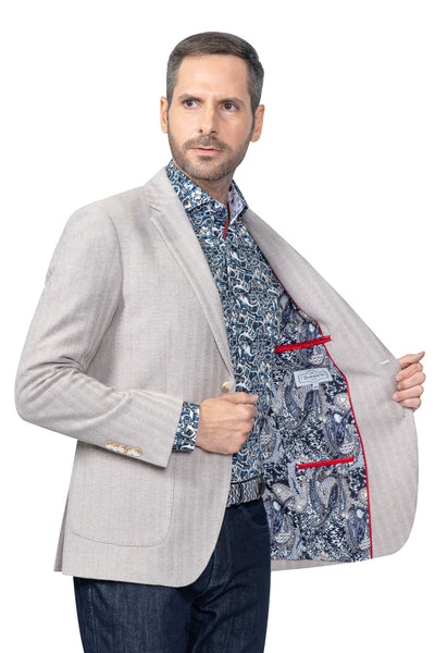 Westmount Taupe Herringbone Cotton Stretch Blazer - 7 Downie St.®