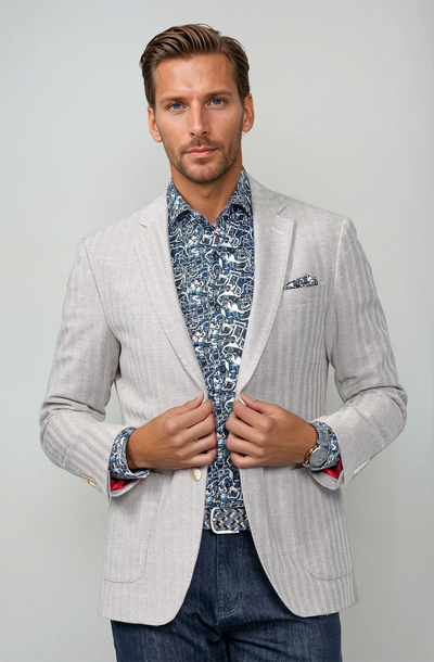 Westmount Taupe Herringbone Cotton Stretch Blazer - 7 Downie St.®