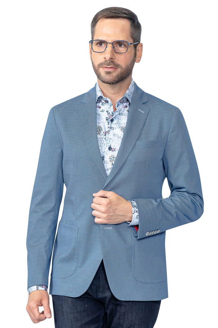 Yale Blue Houndstooth Stretch Blazer - 7 Downie St.®