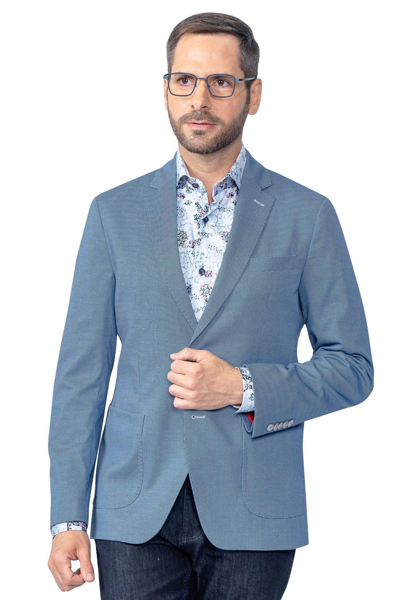 Yale Blue Houndstooth Stretch Blazer - 7 Downie St.®