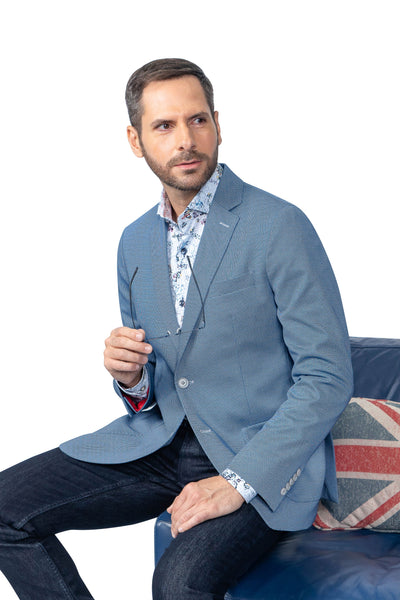 Yale Blue Houndstooth Stretch Blazer - 7 Downie St.®