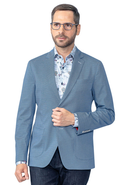 Yale Blue Houndstooth Stretch Blazer - 7 Downie St.®
