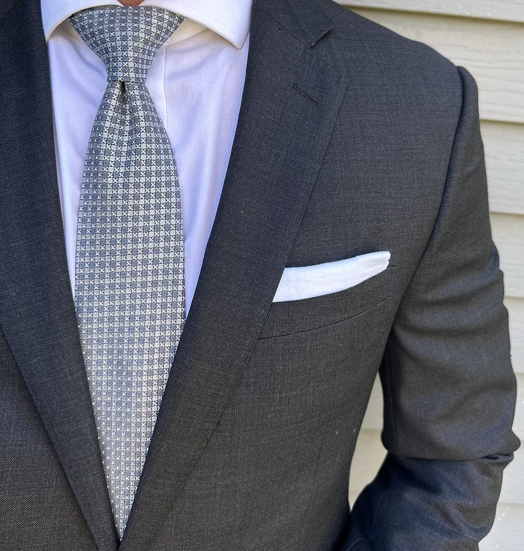 Yates Silver Semi Solid Tie