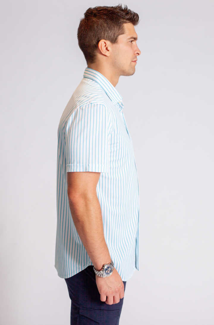 Corsica Stripe Tech Shirt, side-Short Sleeve Shirts-Buki