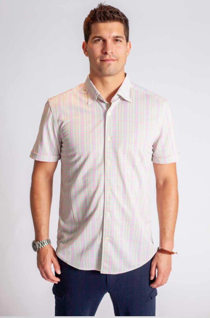 Spectrum Check Short Sleeve Tech Shirt-Short Sleeve Shirts-Buki