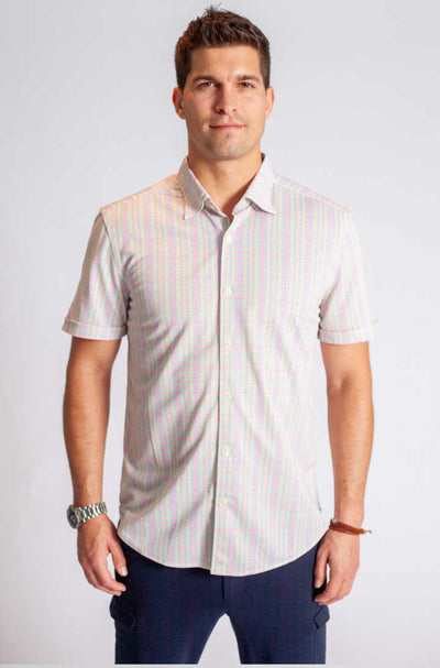 Spectrum Check Short Sleeve Tech Shirt-Short Sleeve Shirts-Buki