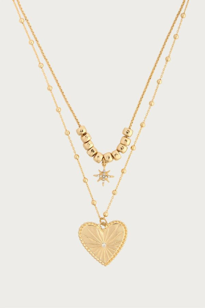 Layered Heart Charm Necklace