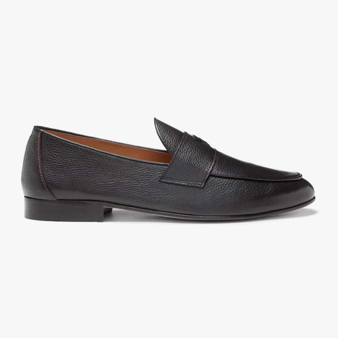 Men's Black Pebbled Leather Centesimo