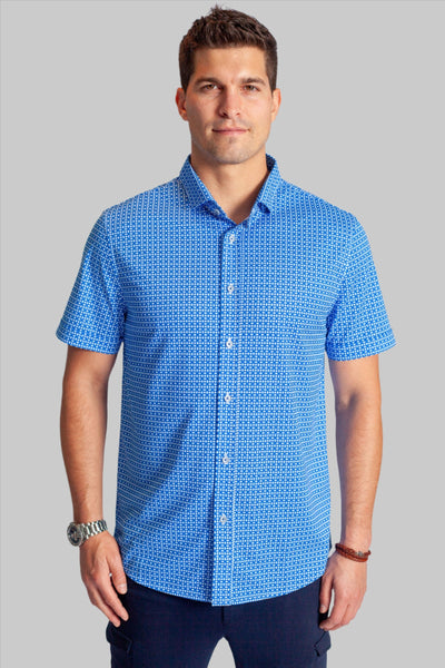 Buki's Castille short sleeve tech shirt, blue-front