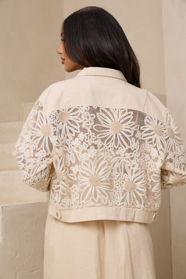 Denim Sequin Soft Lace Jacket