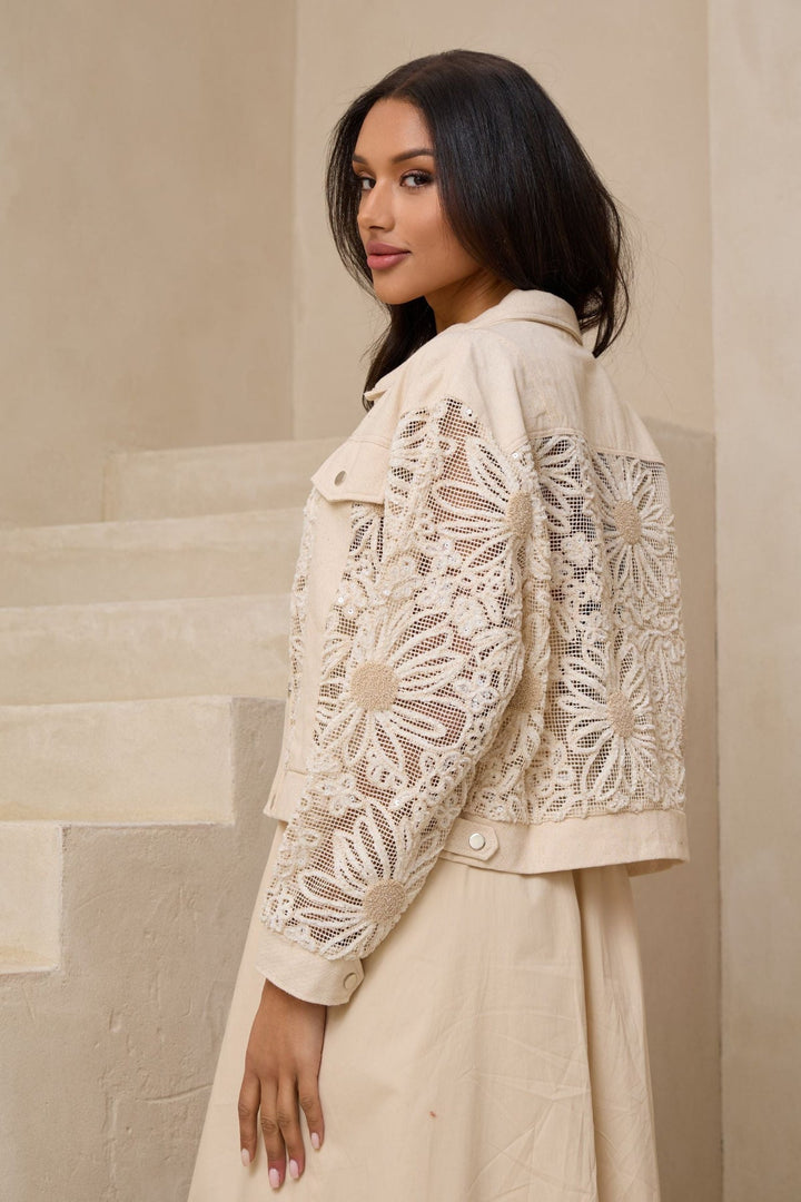 Denim Sequin Soft Lace Jacket