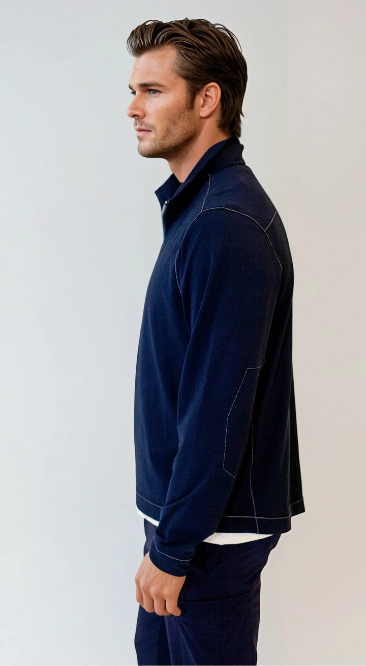 Cinqo Travel Half Zip - Navy-ZIP SWEATSHIRTS-BUKI-M-Navy-Buki