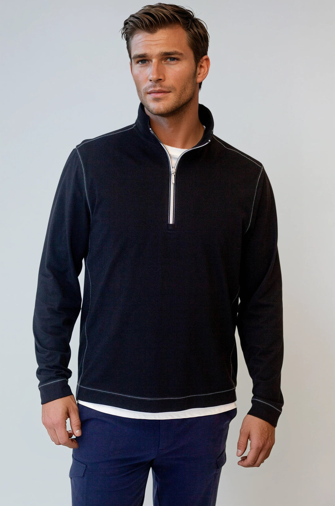 Cinqo Travel Half Zip - Black-ZIP SWEATSHIRTS-BUKI-M-Black-Buki