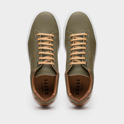 65-229-OLV Diaz Rubberized Calfskin Sneaker Olive Green