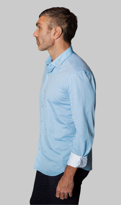 Hansen Stripe Tech Shirt, side-Long Sleeve Shirts-Buki-side