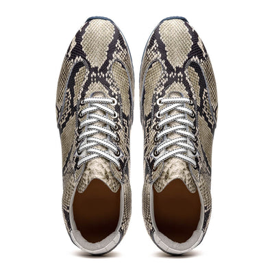 65-215-WHT PERI Python Embossed Italian Calfskin Sneakers Black / White