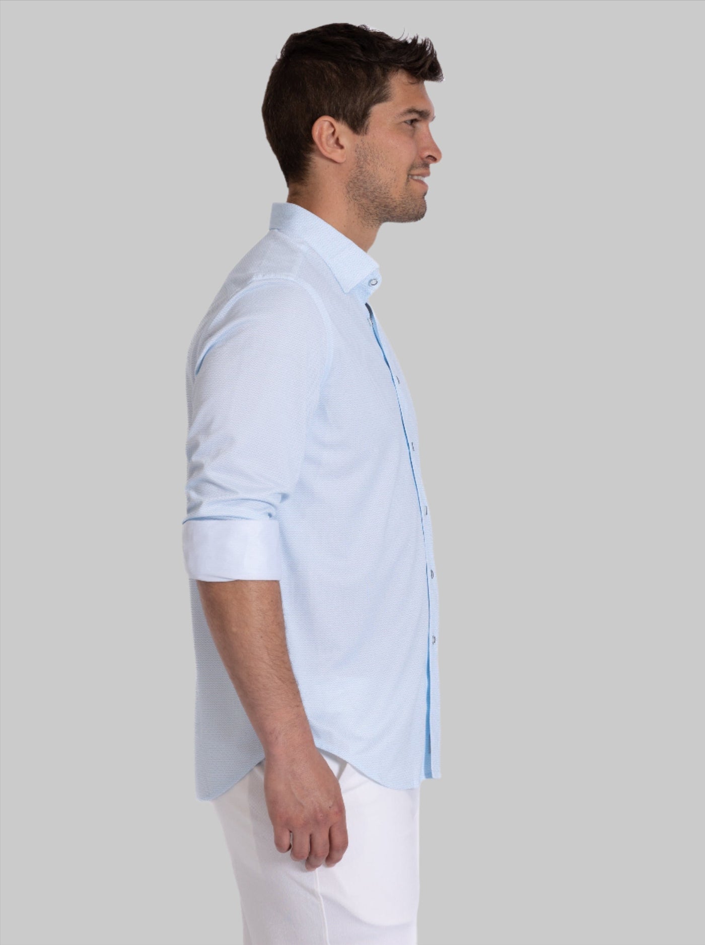 Men's Clothing: Long Sleeve Casual Dress Shirt | Buki Ride The Wave Tech Shirt, side