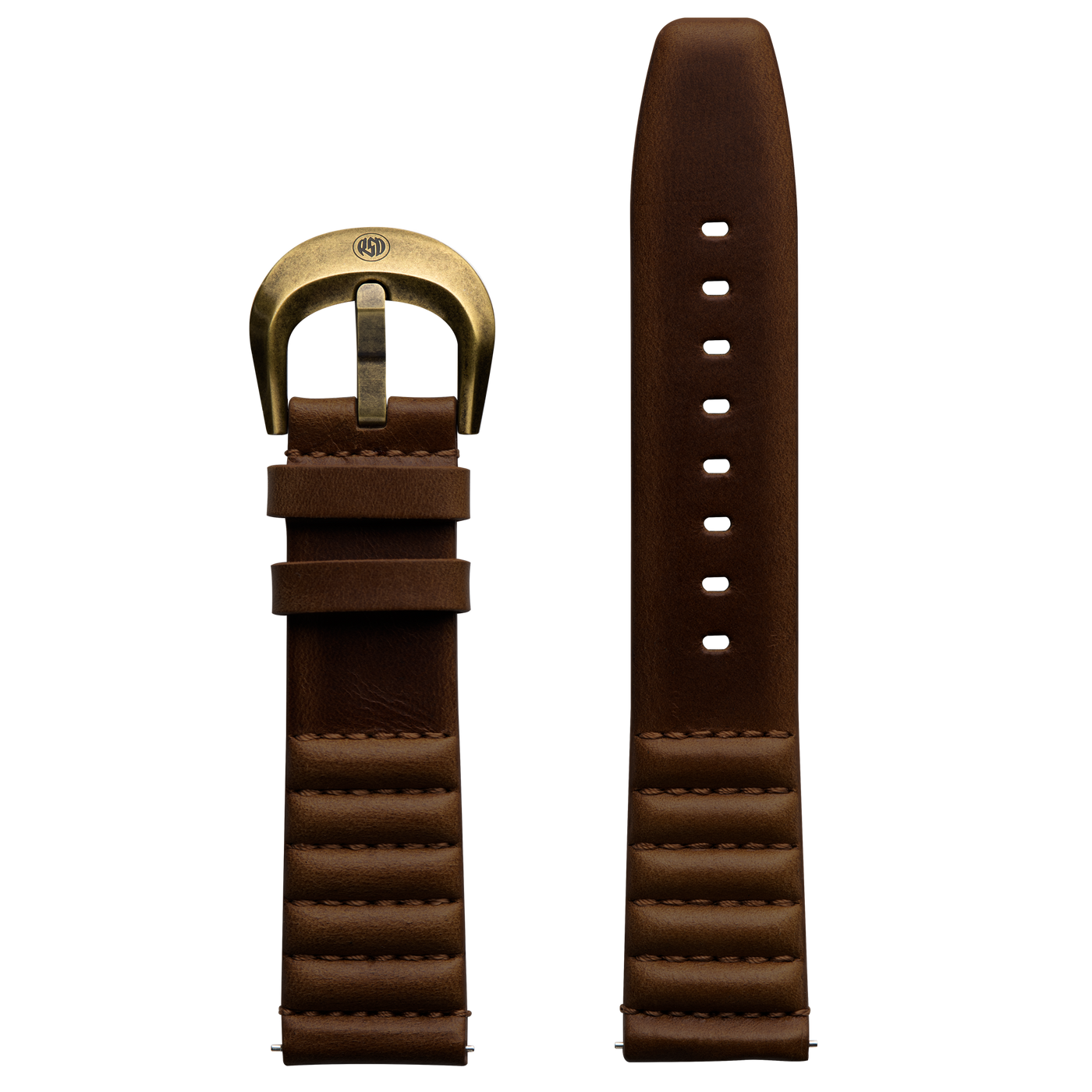 Szanto ICON 22mm Genuine Horween Leather Dark Brown Strap/Antique Gold Buckle - Roland Sands Series