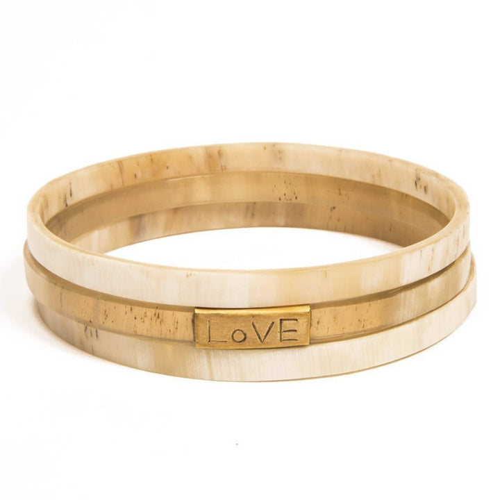 Trinity Horn Bangle - Natural &amp; White - Love Is Project