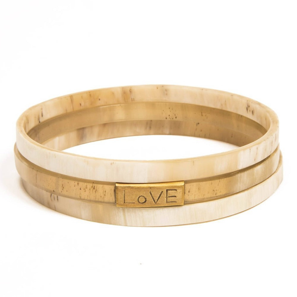 Trinity Horn Bangle - Natural & White - Love Is Project