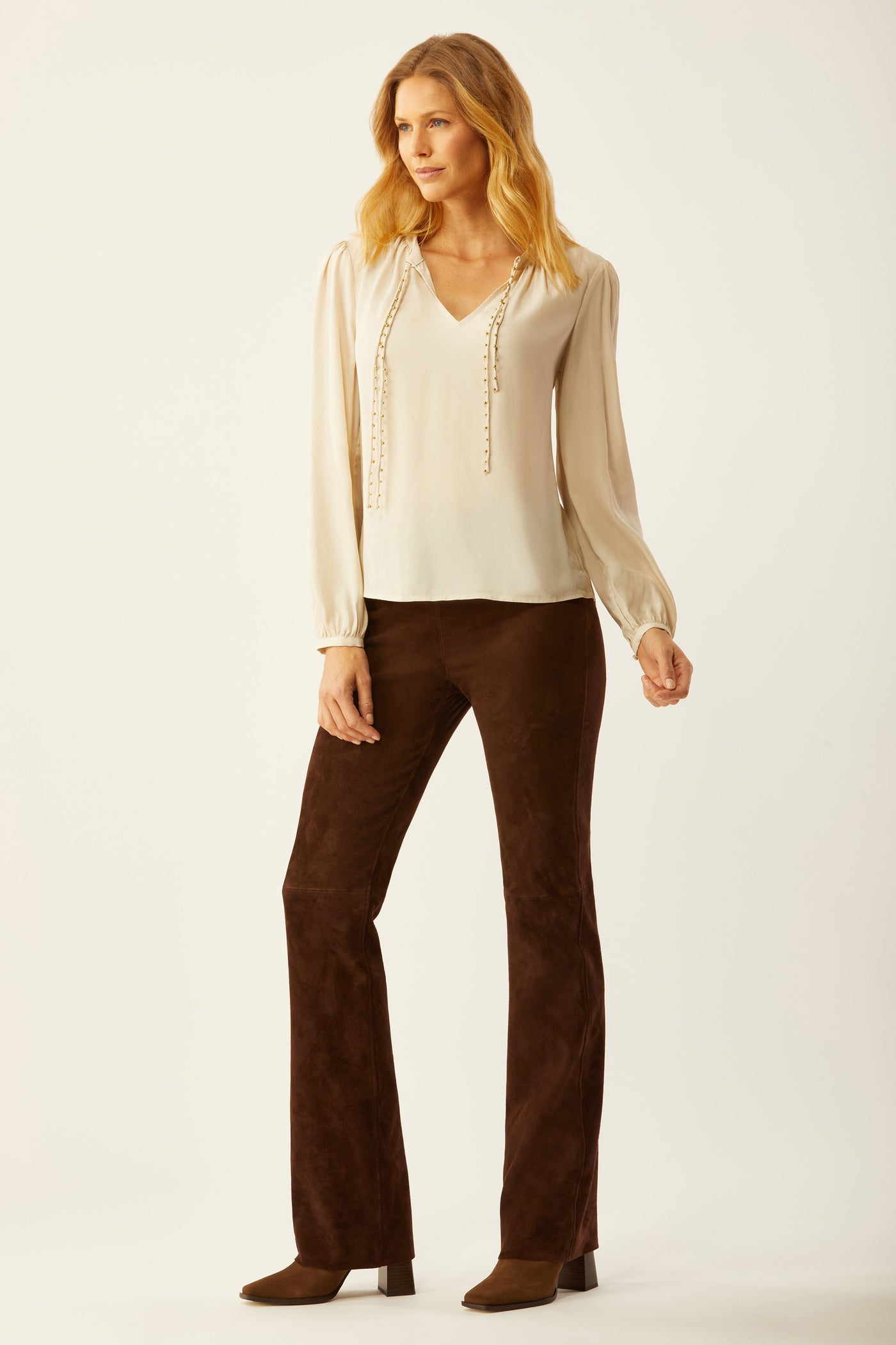 Stretch Suede Bootcut Pant - Chocolate