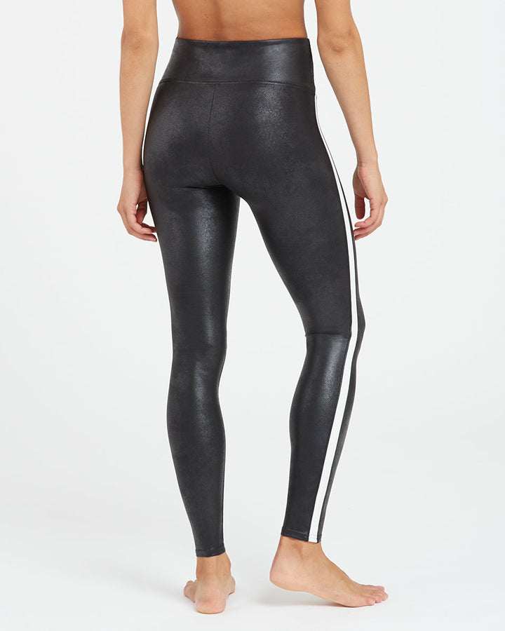 Faux Leather Side Stripe Leggings