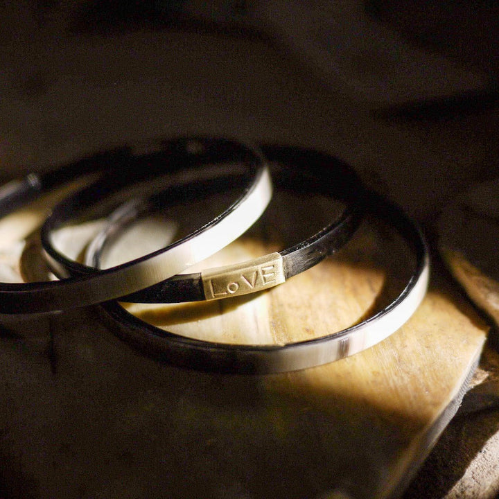 Trinity Horn Bangle - Natural &amp; White - Love Is Project