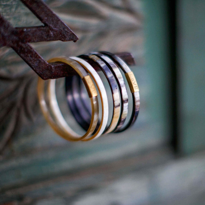 Trinity Horn Bangle - Natural &amp; White - Love Is Project