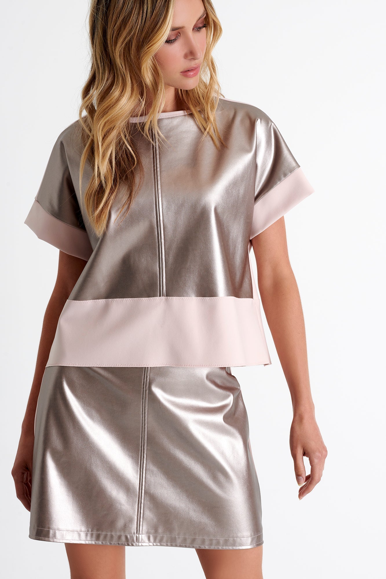 Vegan Leather Mini Skirt 2 / 300 Rose Gold / 75% POLYAMIDE, 25% ELASTANE